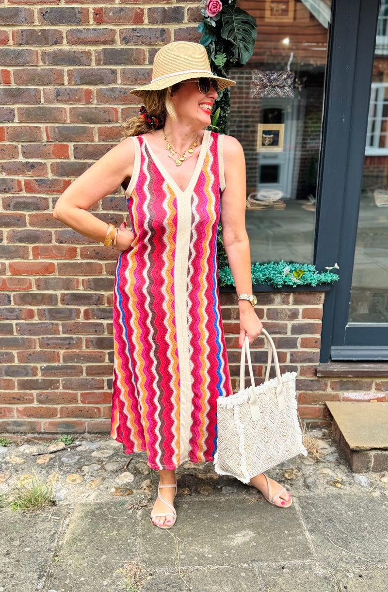 Ottavio Lurex Wave Sleeveless Dress