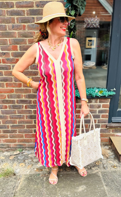 Ottavio Lurex Wave Sleeveless Dress