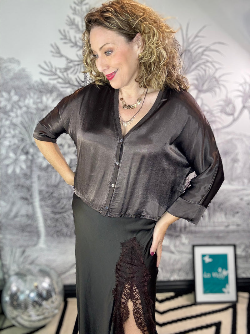 Sloane Satin Batwing Cardigan Top