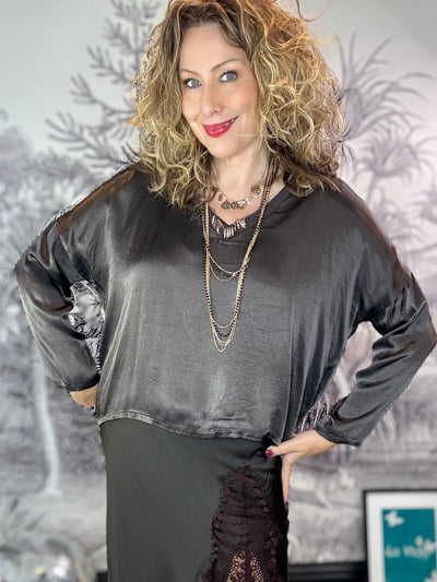 Chelsea Satin V Neck Top