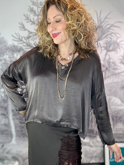 Chelsea Satin V Neck Top