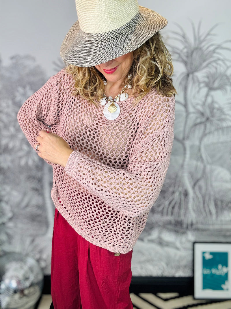 Zelma Loose Knit Glitter Jumper in Natural