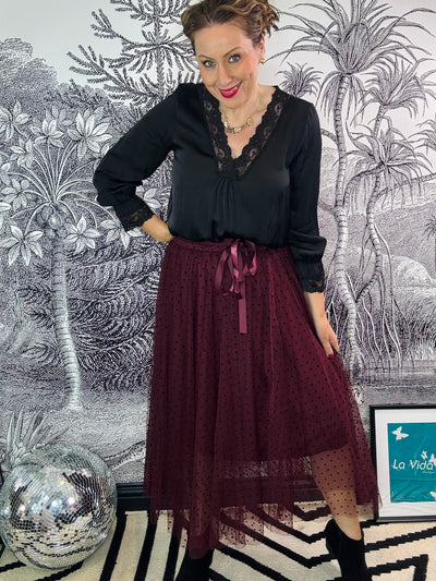 Sarah Spot Tuelle Skirt