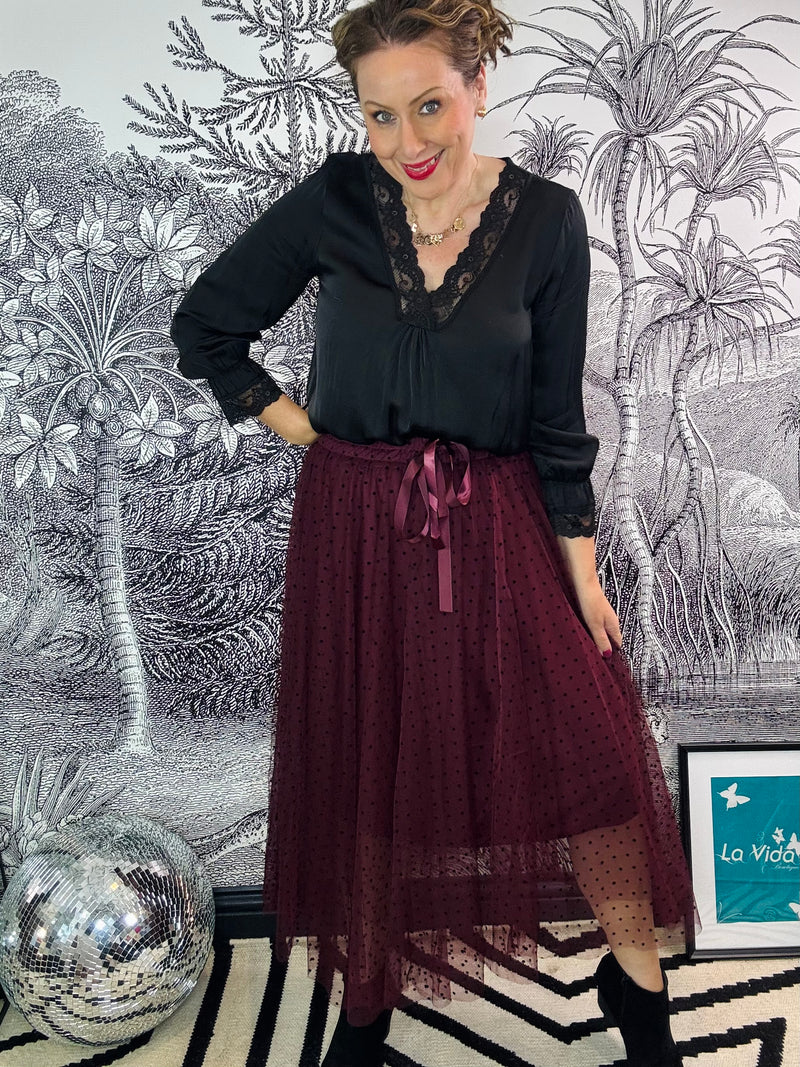 Sarah Spot Tuelle Skirt