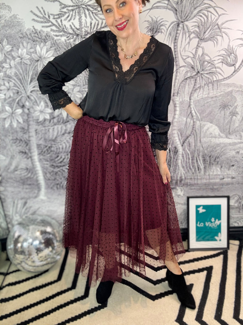 Sarah Spot Tuelle Skirt