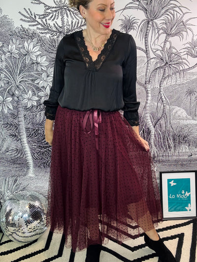 Sarah Spot Tuelle Skirt