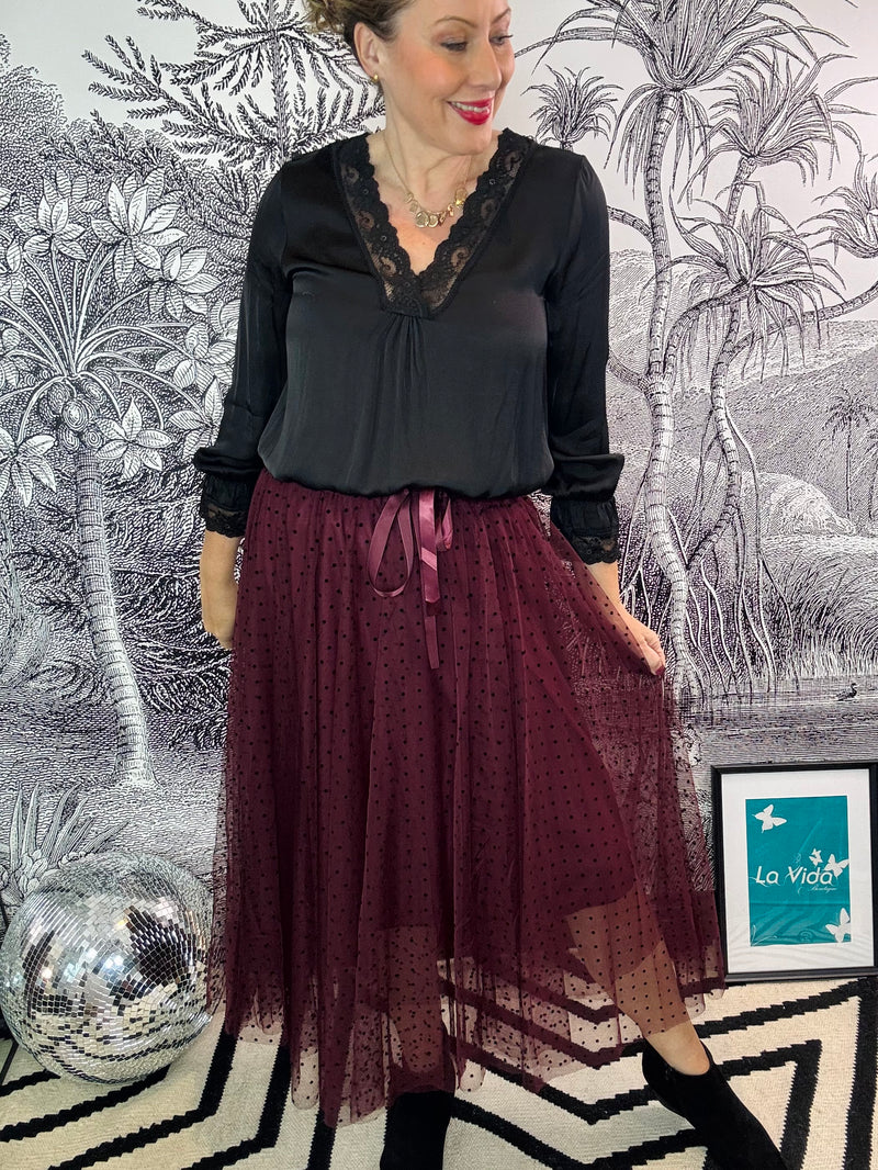 Sarah Spot Tuelle Skirt