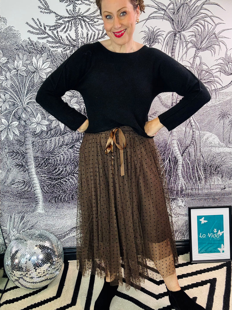 Sarah Spot Tuelle Skirt