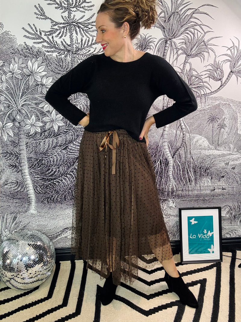 Sarah Spot Tuelle Skirt