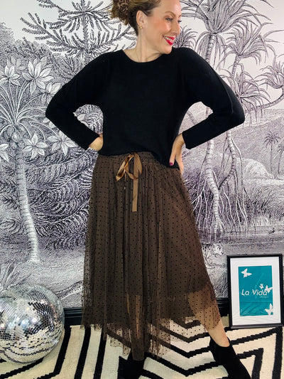 Sarah Spot Tuelle Skirt