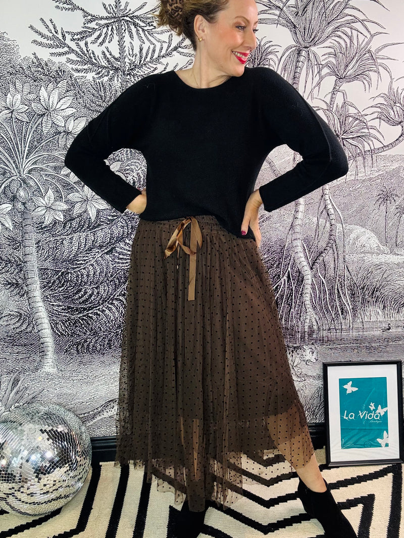 Sarah Spot Tuelle Skirt