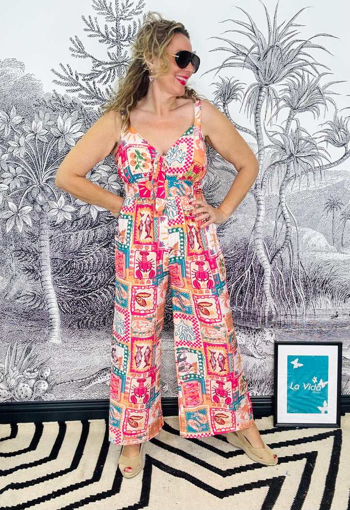 Summer Tile Print Jumpsuit