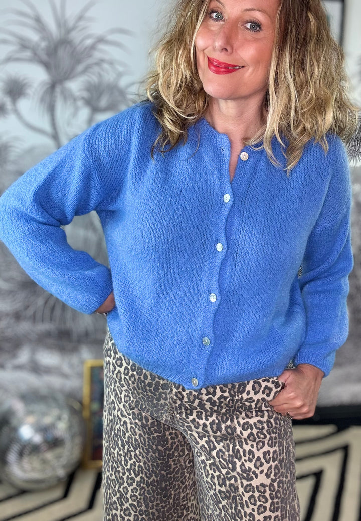 Claires Mohair Mix Crewneck Cardigan