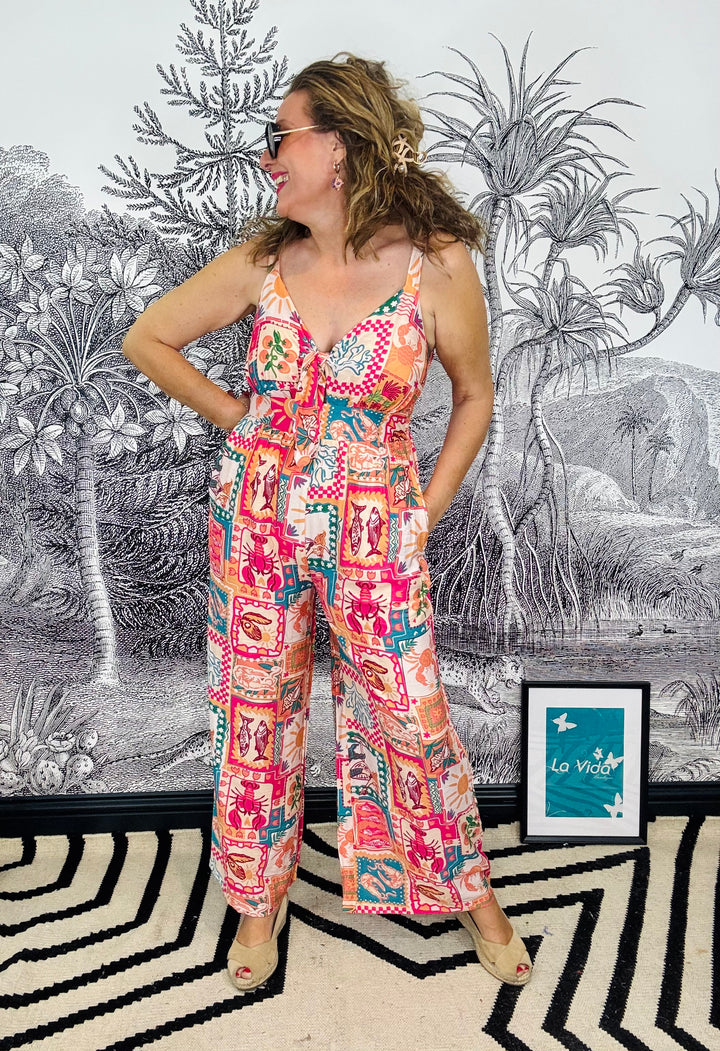 Summer Tile Print Jumpsuit