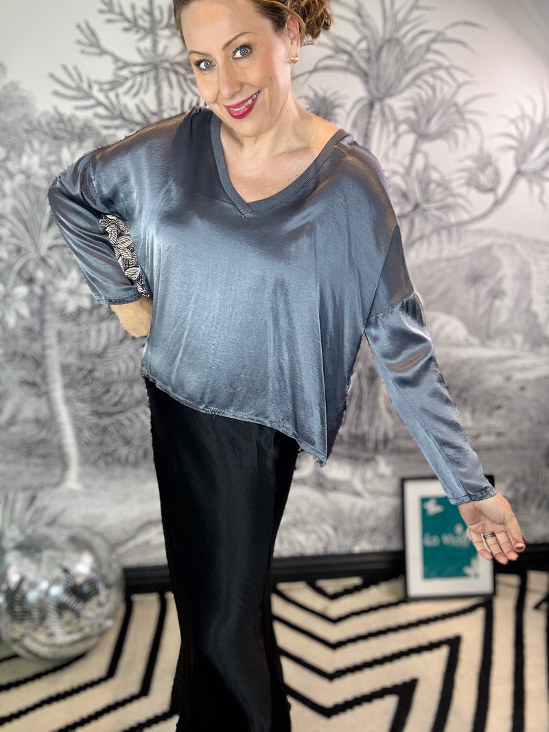 Chelsea Satin V Neck Top