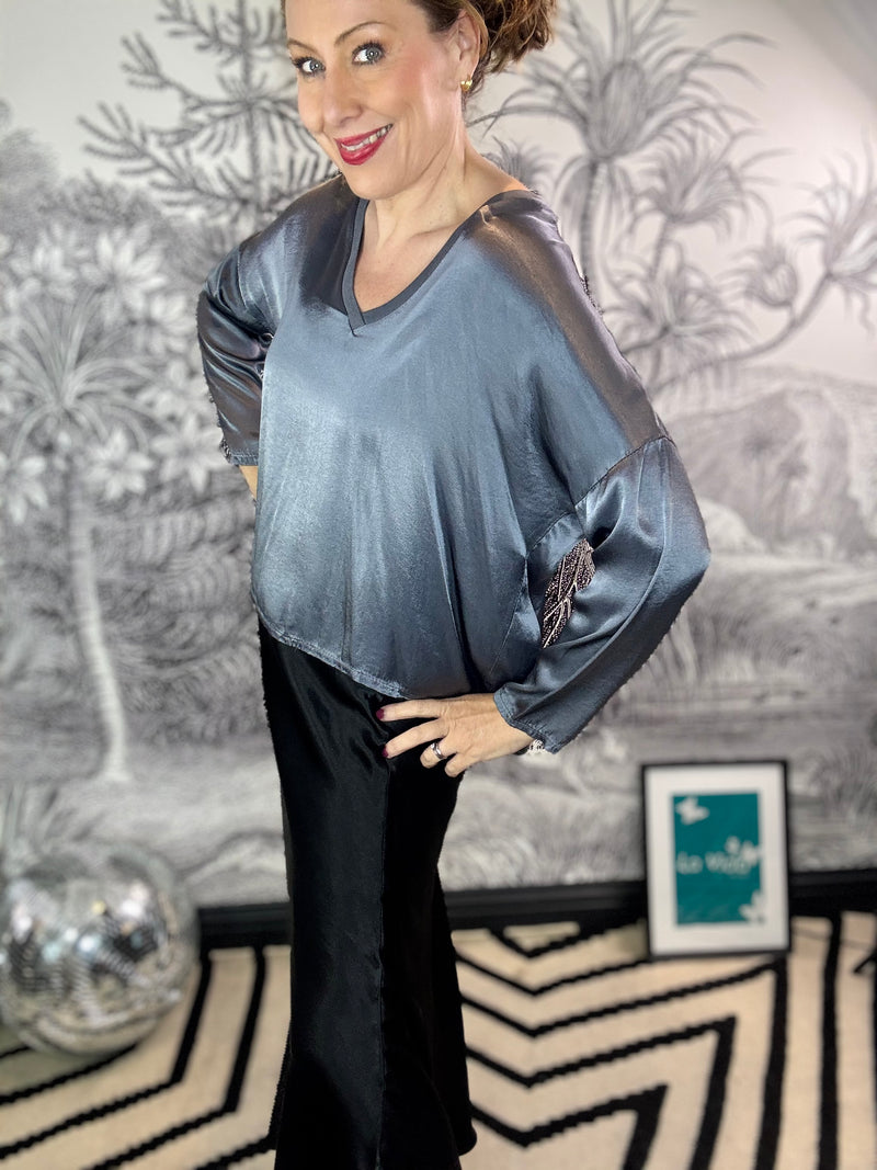 Chelsea Satin V Neck Top