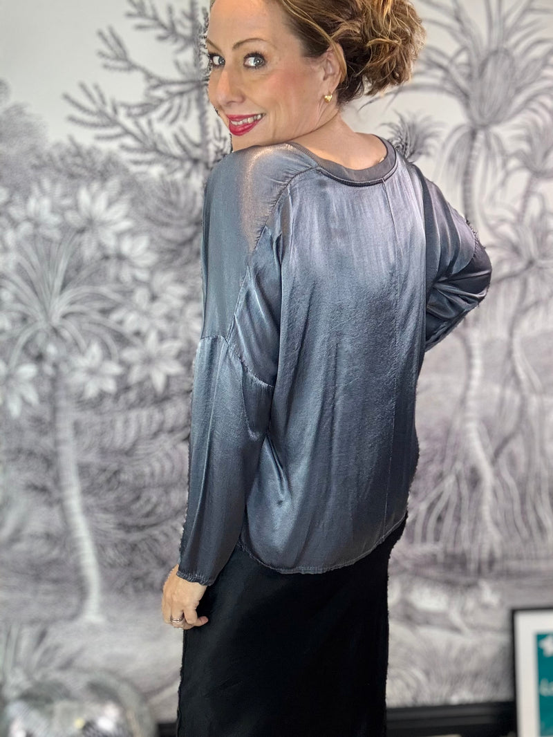 Chelsea Satin V Neck Top