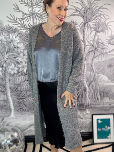 Paige Longline Open Cardigan with Neon Horse Motif