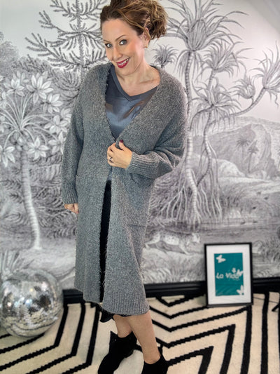 Paige Longline Open Cardigan with Neon Horse Motif