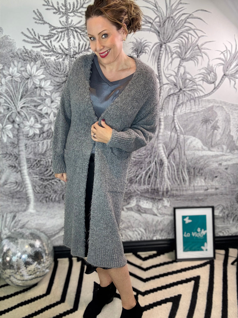 Paige Longline Open Cardigan with Neon Horse Motif