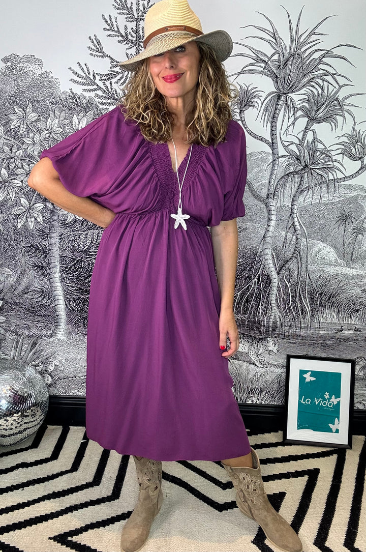 Eden Elasticated Neckline Midi Dress