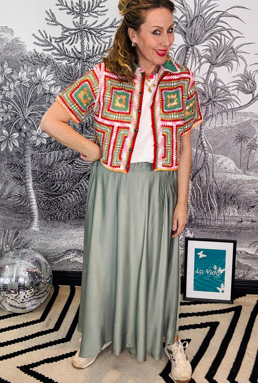 Gemma Colourful Geometric Crochet Cardigan