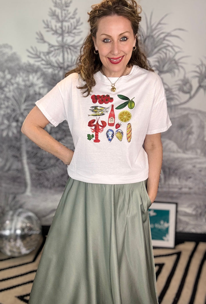 La Carte Embellished Menu T Shirt