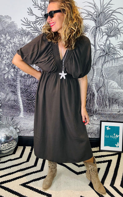 Eden Elasticated Neckline Midi Dress