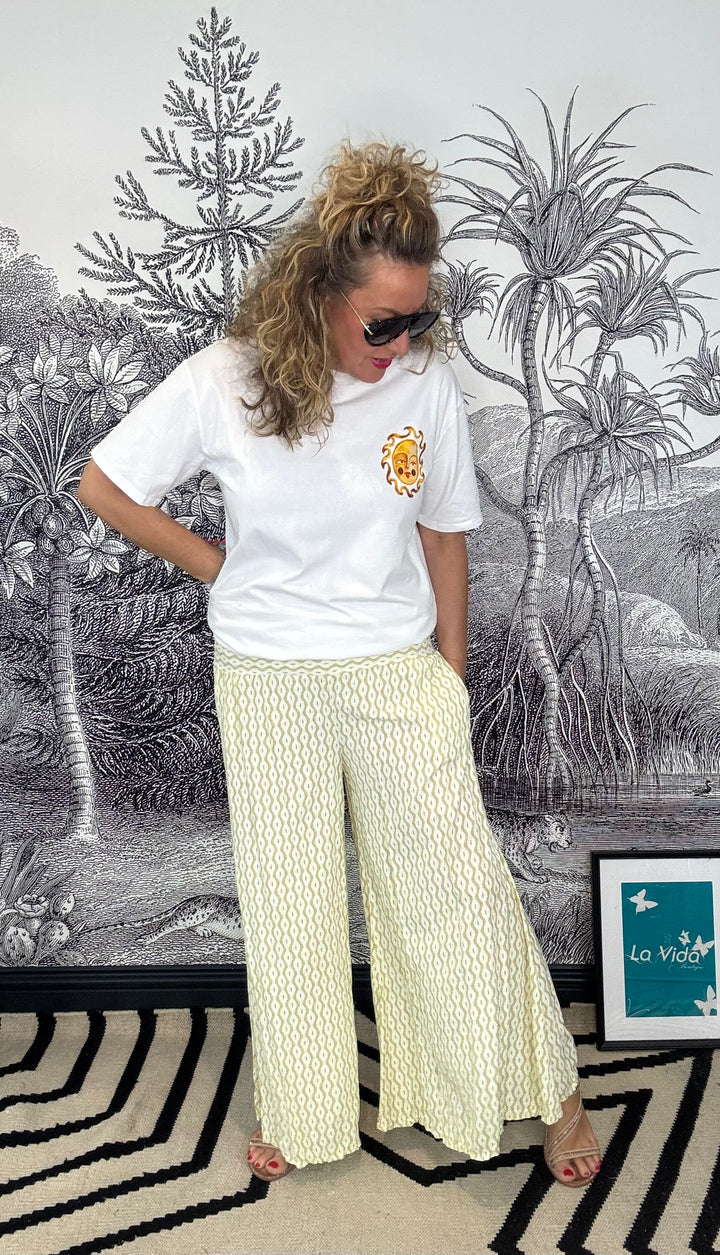Wide Leg Leaves Trousers