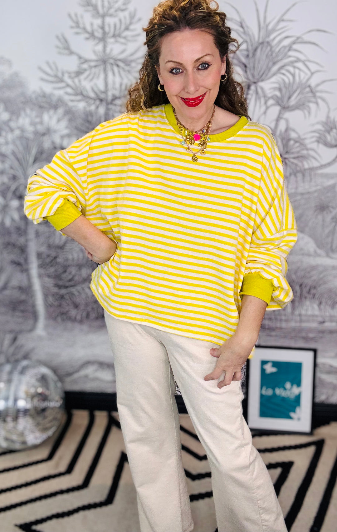 Amy Oversized Striped Comfy Spring Sweatshirt