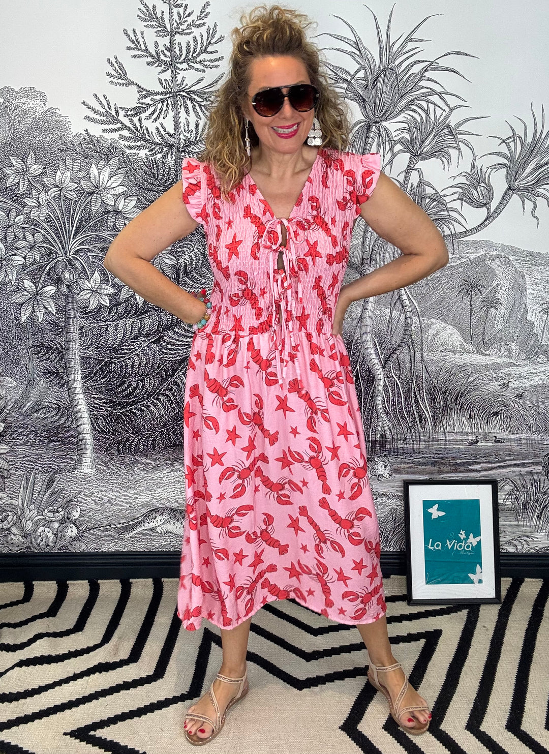 The Lobster Smocked Dress