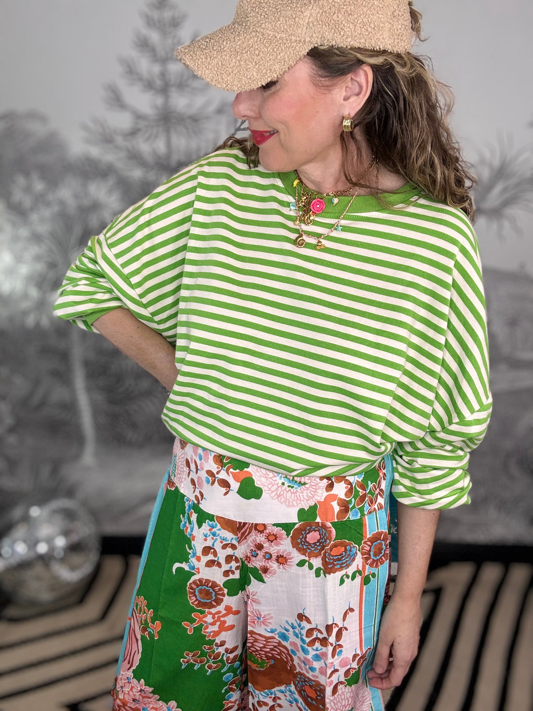 Amy Oversized Striped Comfy Spring Sweatshirt