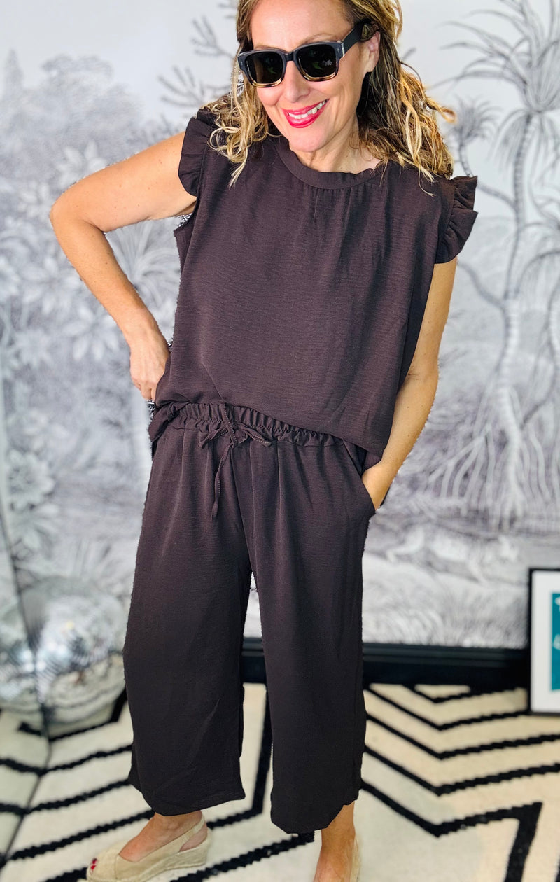 Drew Ruffle Sleeve Top & Culottes Set