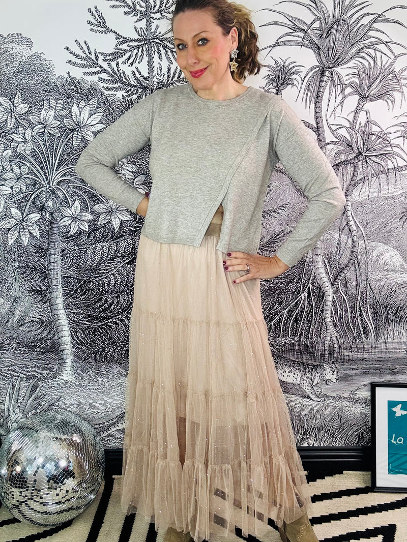 Molly Tiered Crystal Tulle Skirt