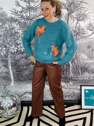 Cara Leather Look Wide Leg Trousers