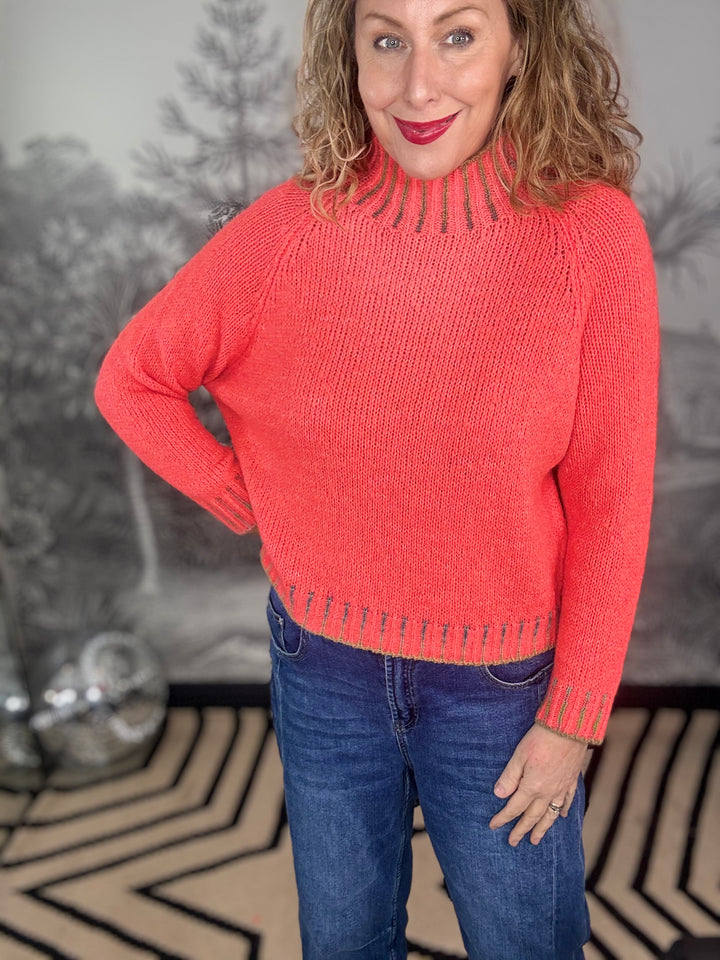 Stripe Neck Knit Jumper