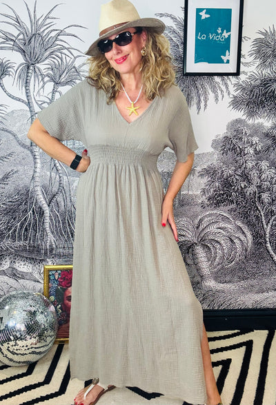 Molly V-Neck Cheesecloth Maxi Dress