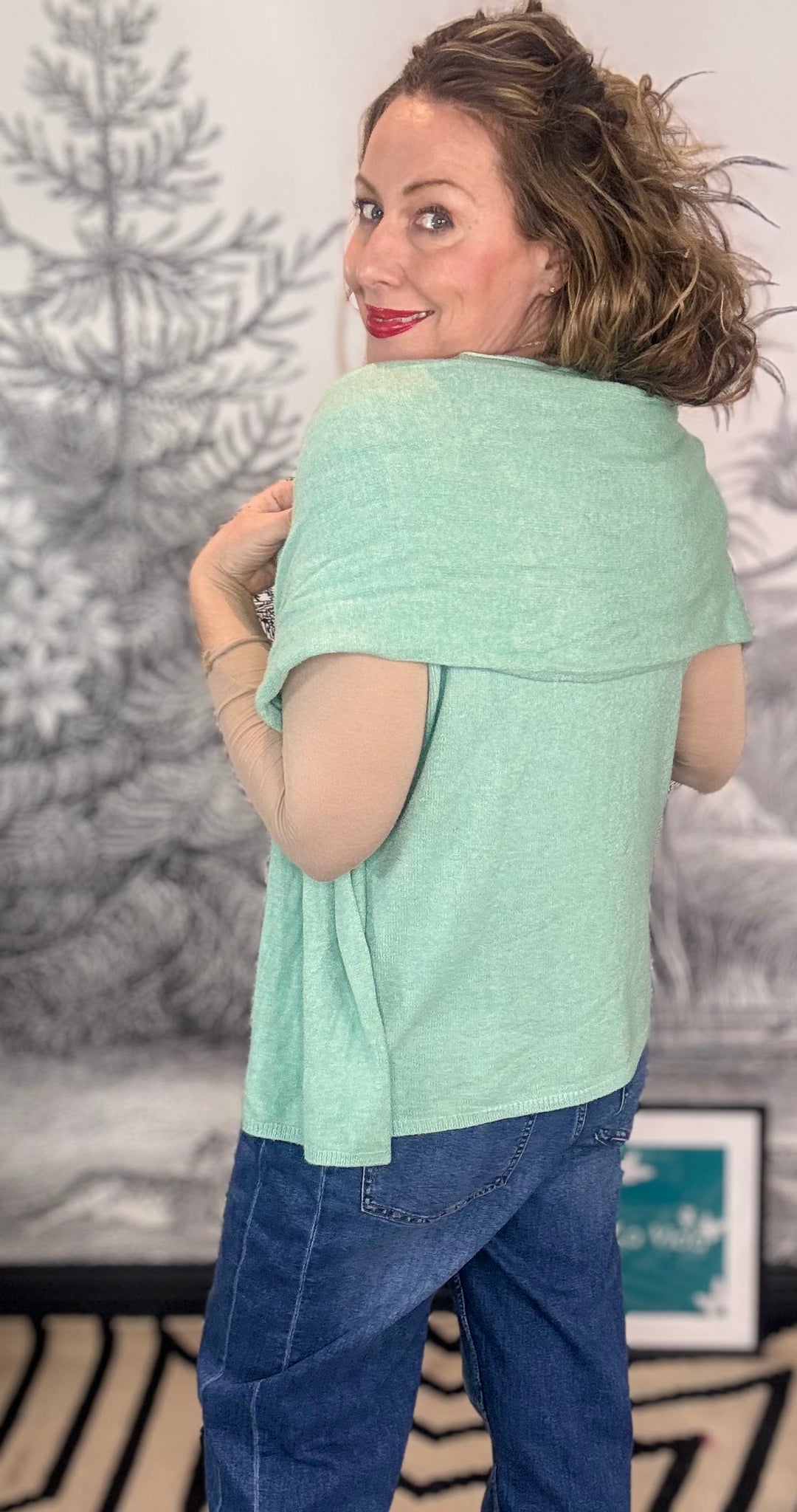 Cathy Cap Sleeve Knit with Detachable Matching Scarf