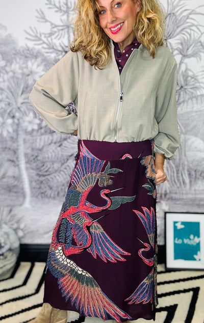 Crane Plum A-Line Maxi Skirt