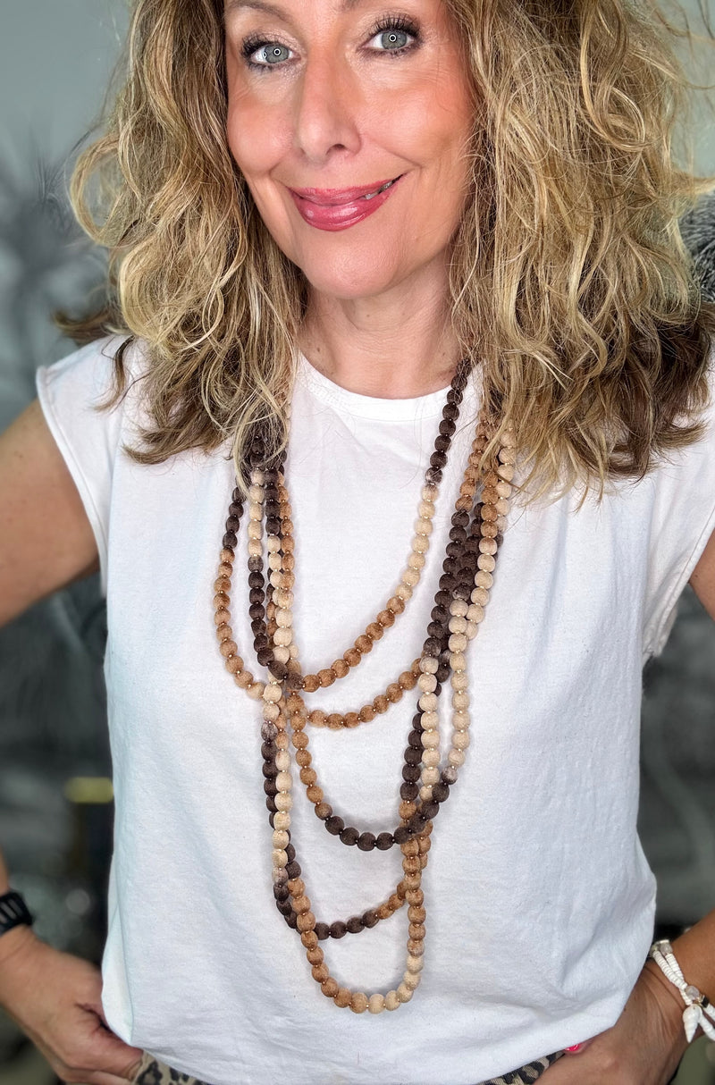 Multi Strand Felt Beaded Necklace