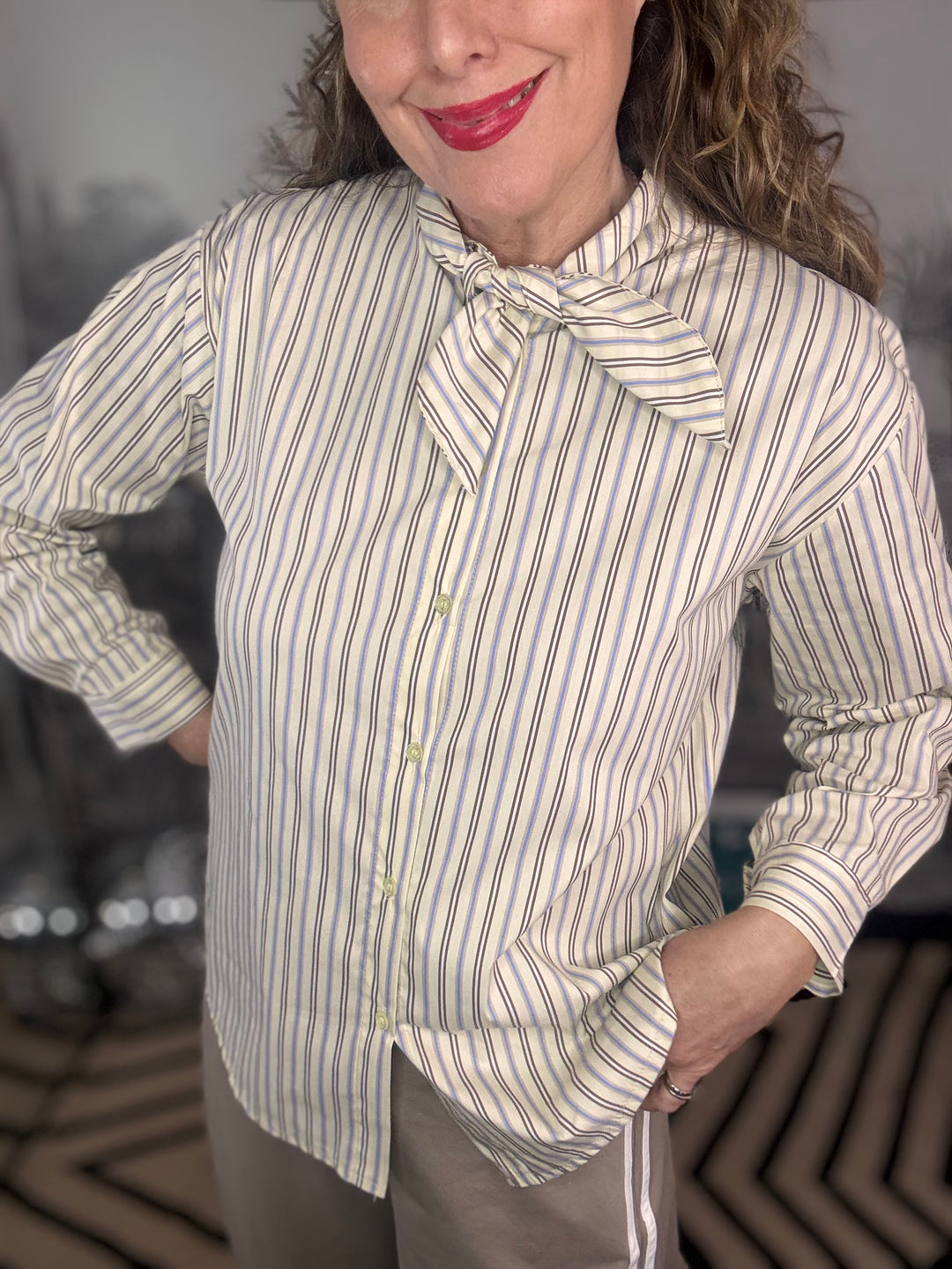 Suzy Striped Bow Shirt