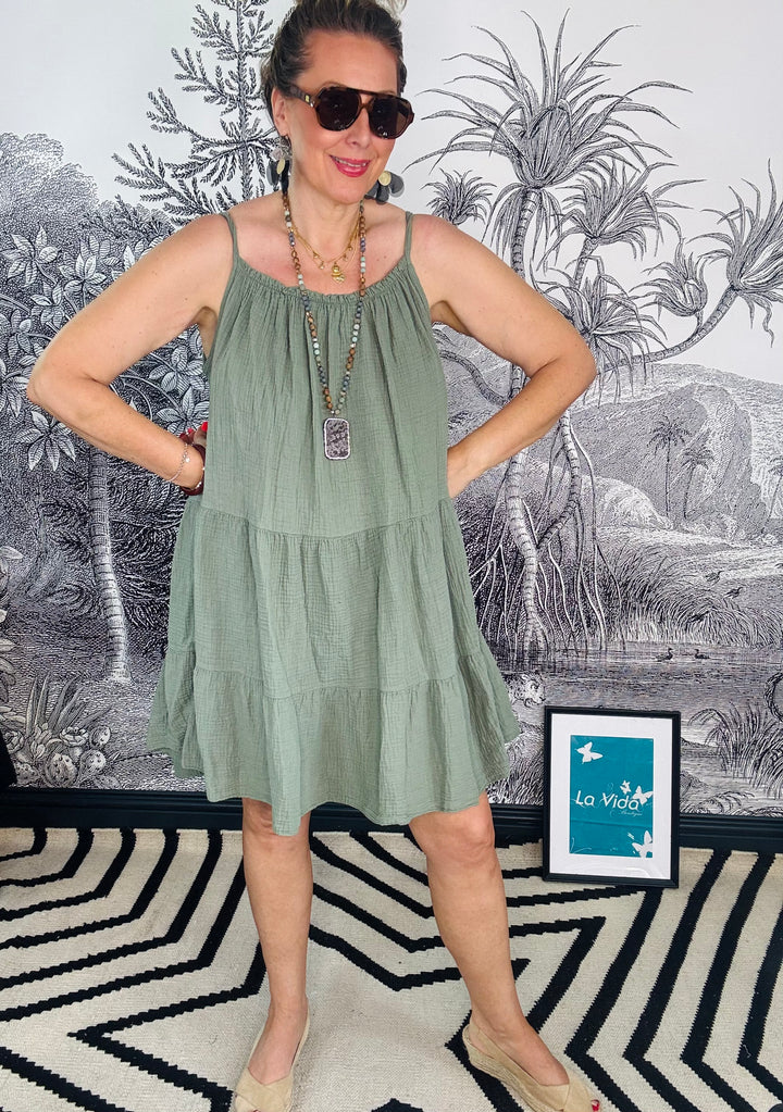 Corfu Mini Cheesecloth Tiered Dress