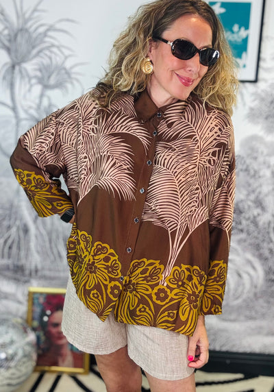 Hazel Palm & Flower Satin Shirt