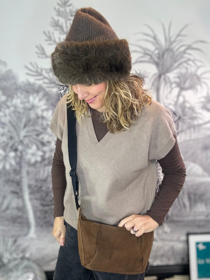 Alaska Faux Fur Trim Knitted Beanie Hat