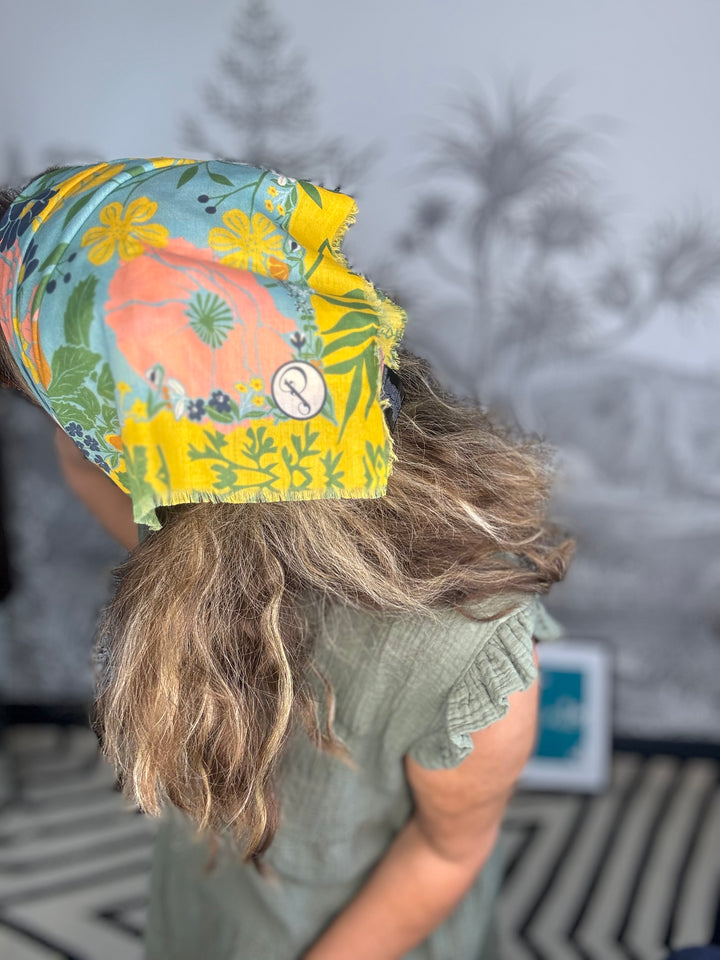 Cotton Bandana  in Blue Blooms