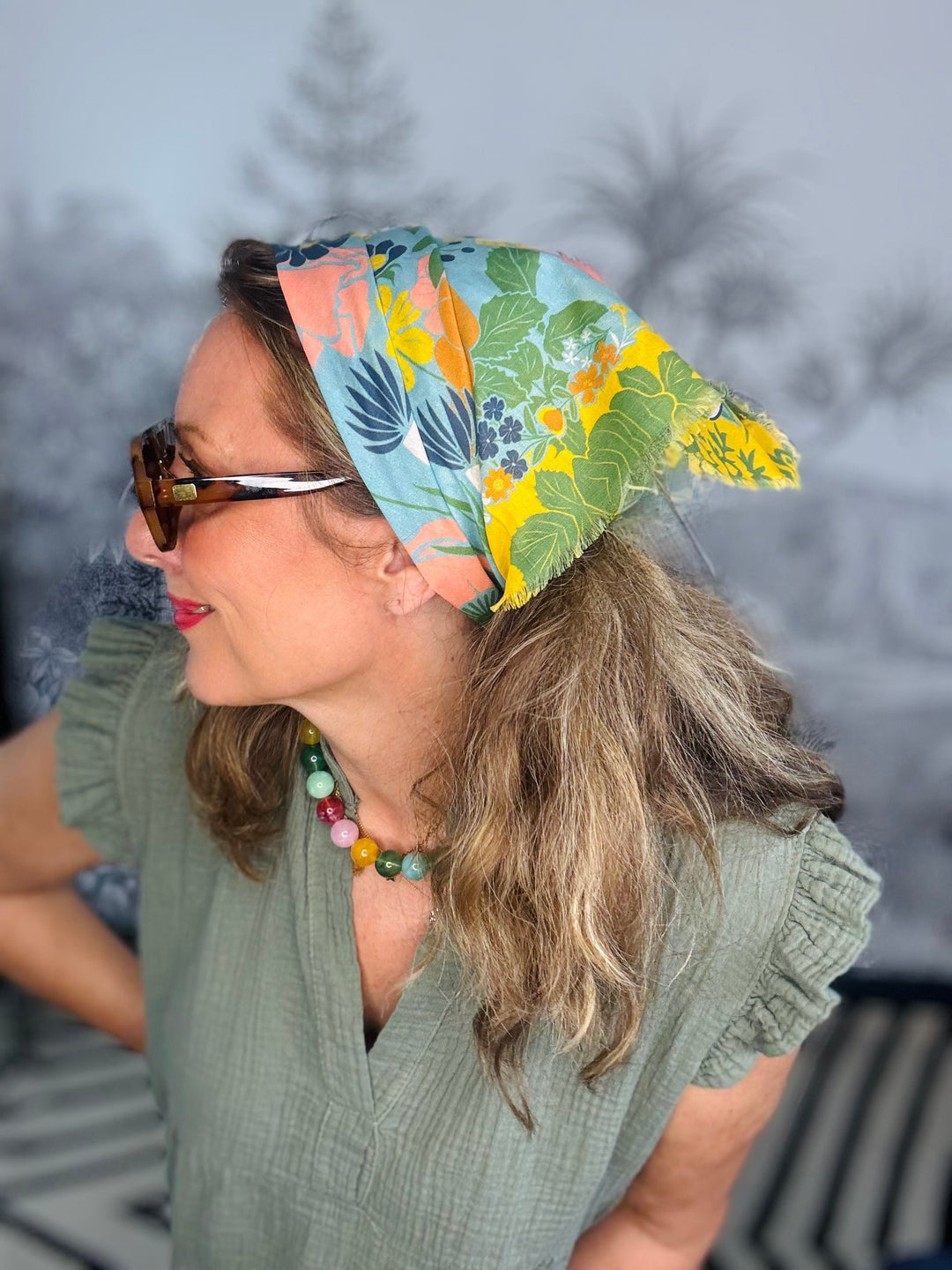 Cotton Bandana  in Blue Blooms