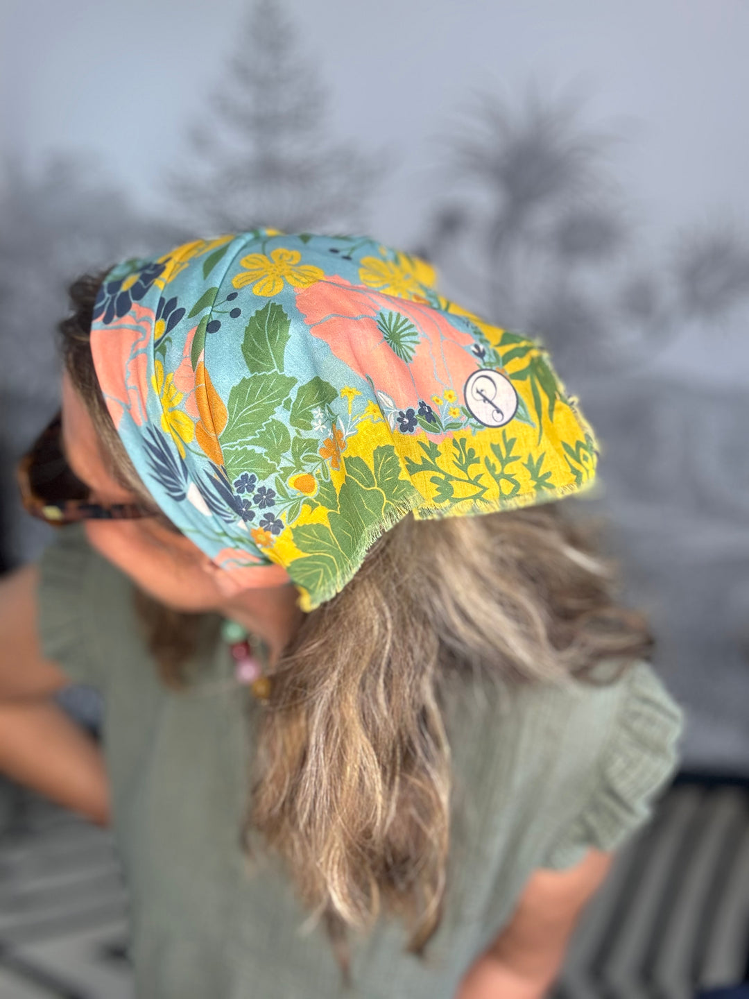 Cotton Bandana  in Blue Blooms