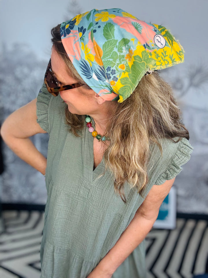 Cotton Bandana  in Blue Blooms