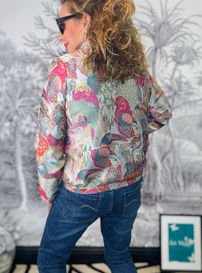 Xanthe Jacquard Bird Bomber Jacket