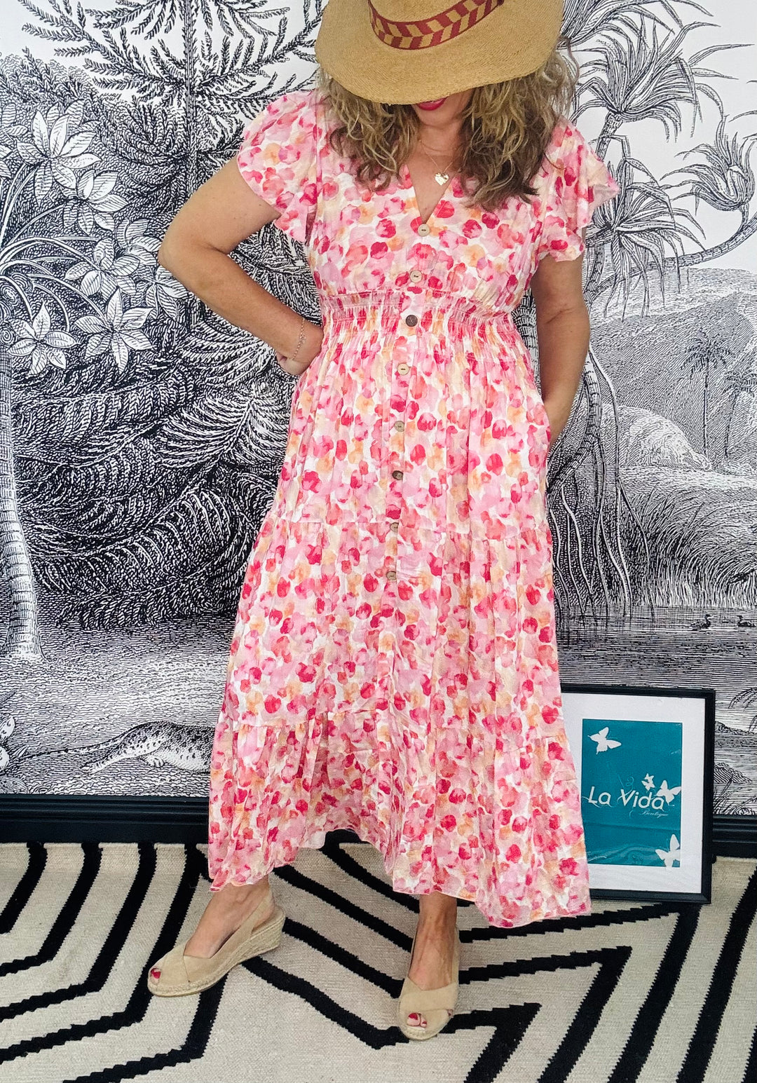 Petal Angel Sleeve Maxi Dress